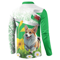 Wales Corgi Daffodil Button Sweatshirt Playful Welsh Dog - Wonder Print Shop