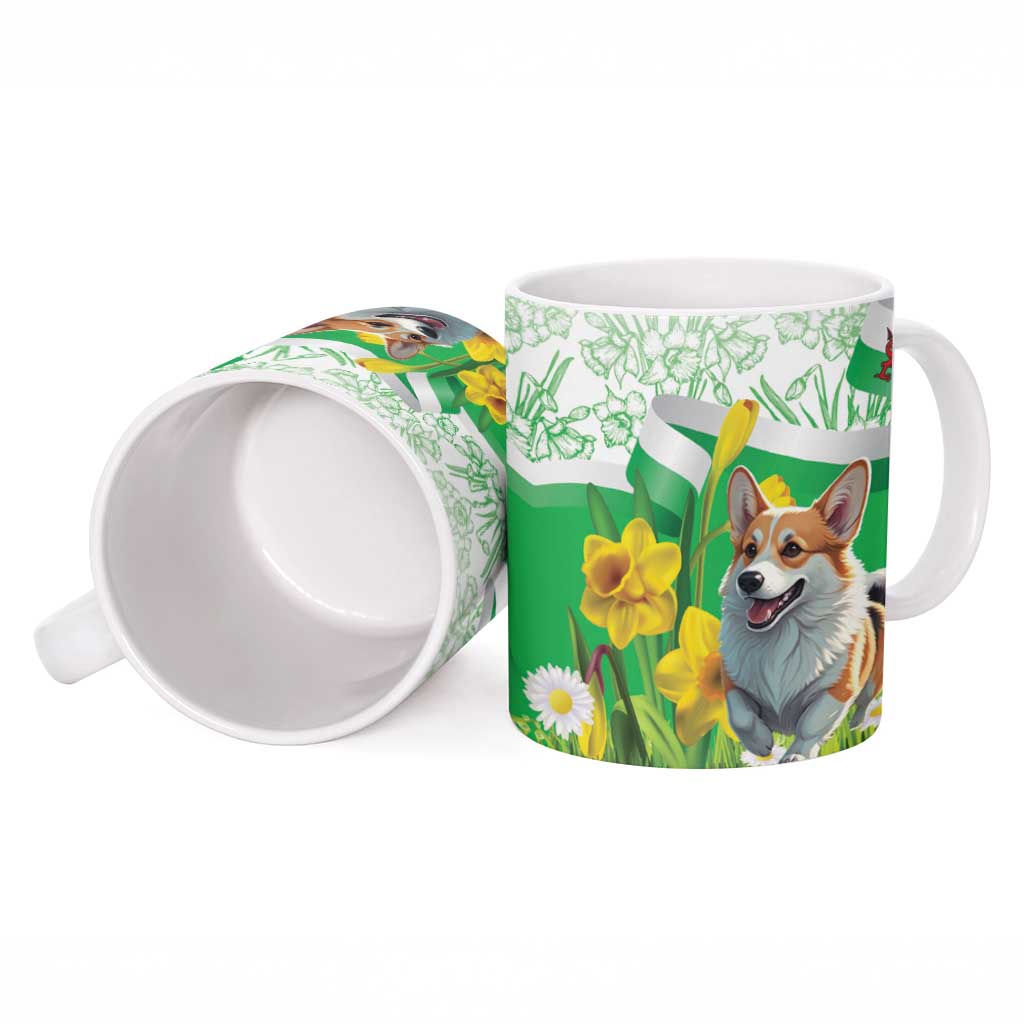 Wales Corgi Daffodil Ceramic Mug Playful Welsh Dog - Wonder Print Shop