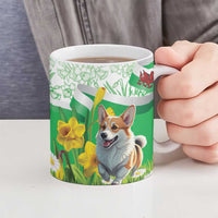 Wales Corgi Daffodil Ceramic Mug Playful Welsh Dog - Wonder Print Shop