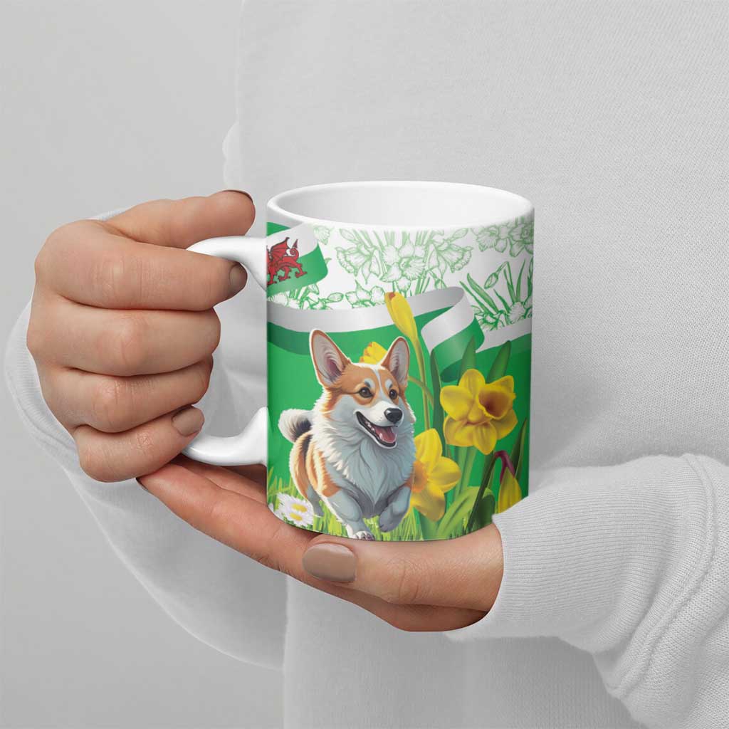 Wales Corgi Daffodil Ceramic Mug Playful Welsh Dog - Wonder Print Shop