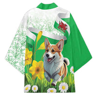 Wales Corgi Daffodil Kimono Playful Welsh Dog - Wonder Print Shop
