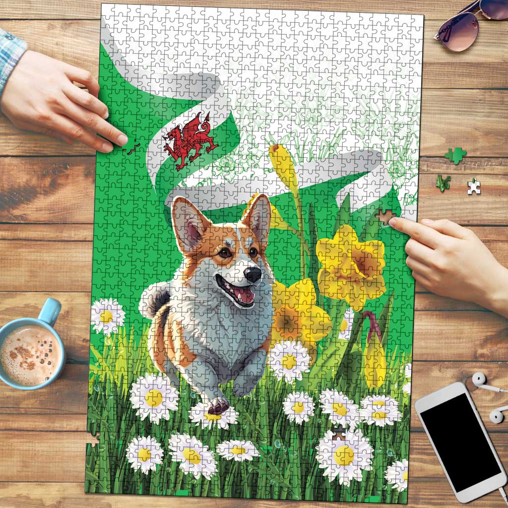 Wales Corgi Daffodil Puzzle Playful Welsh Dog - Wonder Print Shop