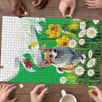 Wales Corgi Daffodil Puzzle Playful Welsh Dog - Wonder Print Shop