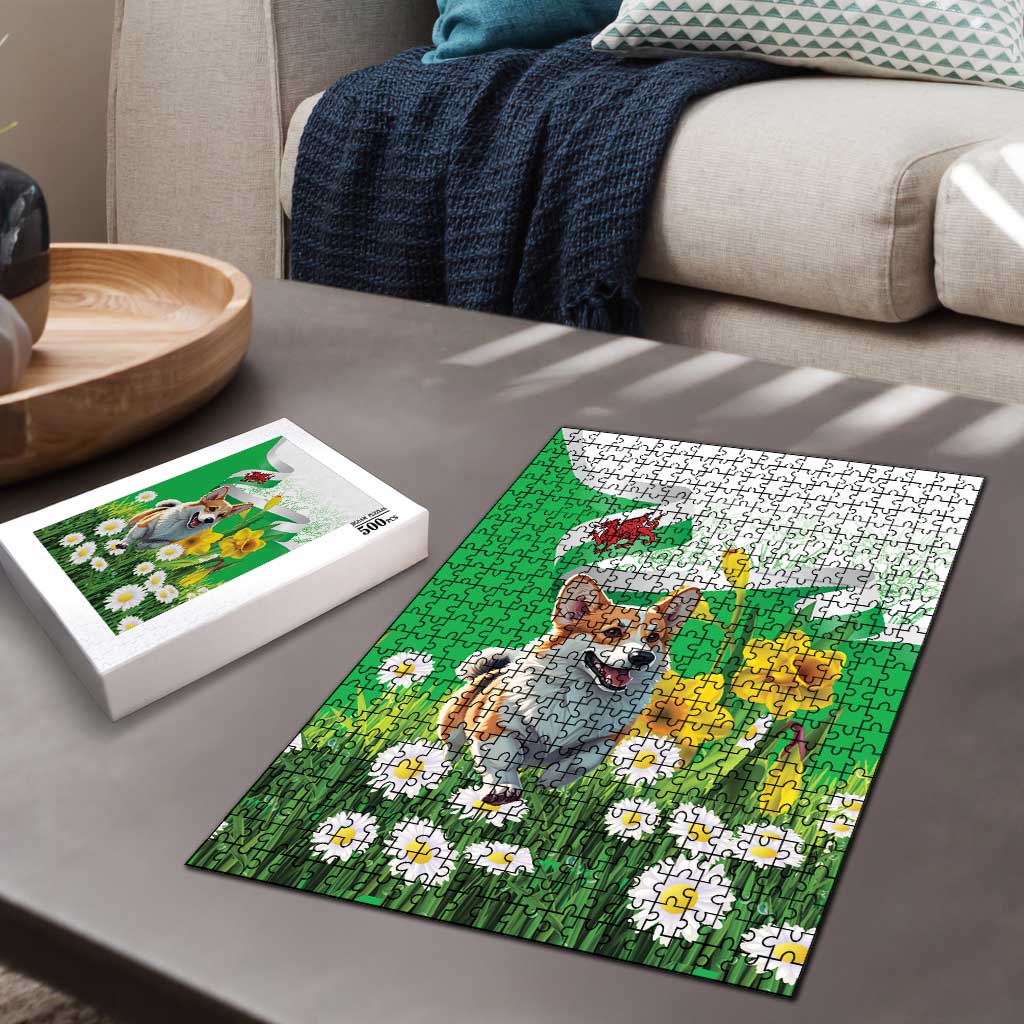 Wales Corgi Daffodil Puzzle Playful Welsh Dog - Wonder Print Shop