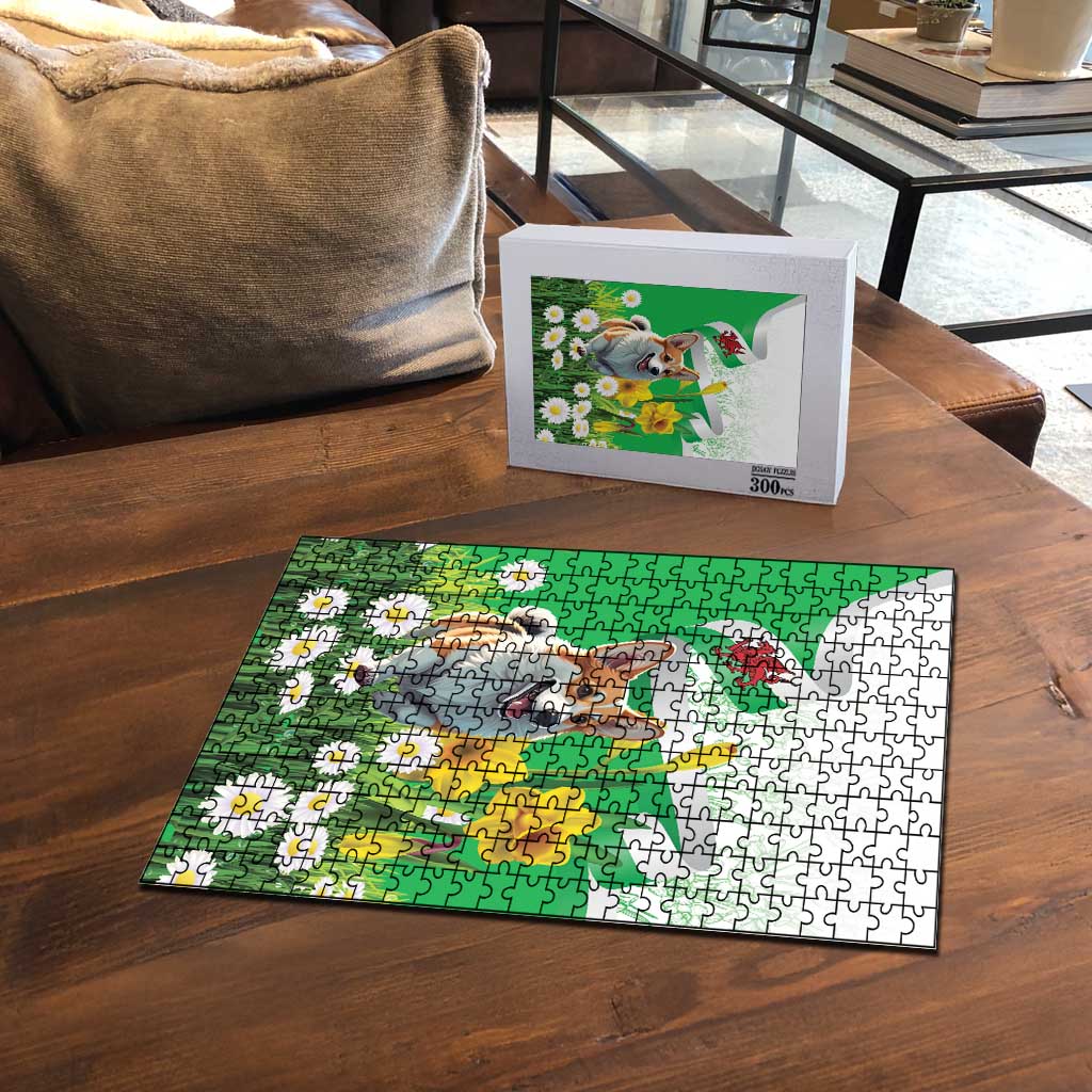 Wales Corgi Daffodil Puzzle Playful Welsh Dog - Wonder Print Shop