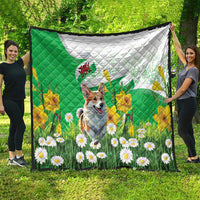 Wales Corgi Daffodil Quilt Playful Welsh Dog - Wonder Print Shop