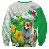 Wales Corgi Daffodil Sweatshirt Playful Welsh Dog - Wonder Print Shop