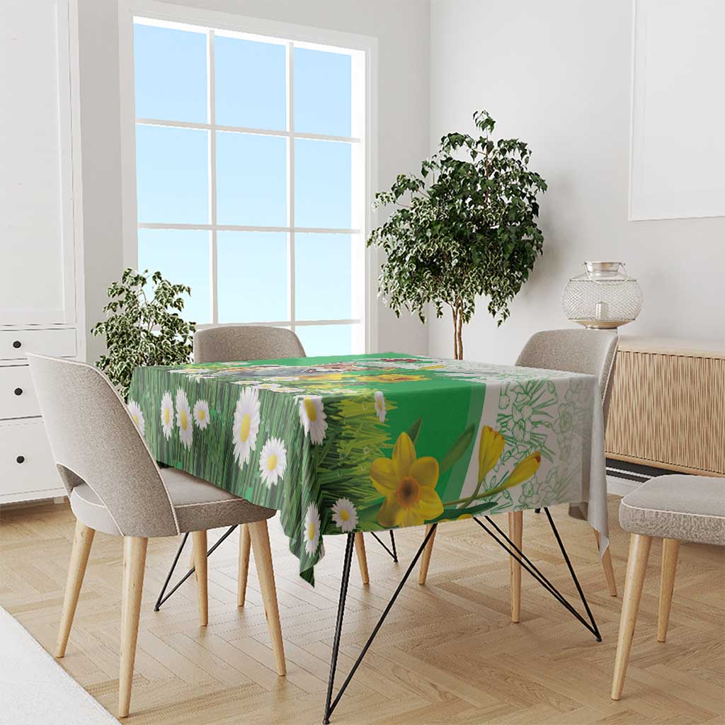 Wales Corgi Daffodil Tablecloth Playful Welsh Dog - Wonder Print Shop