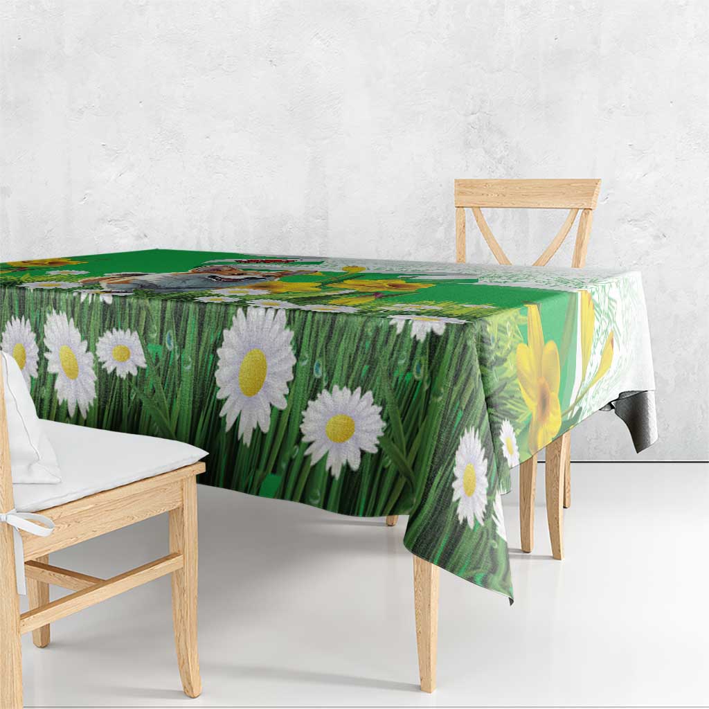 Wales Corgi Daffodil Tablecloth Playful Welsh Dog - Wonder Print Shop
