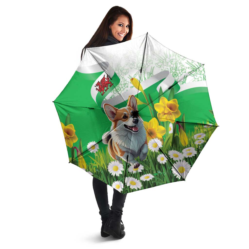 Wales Corgi Daffodil Umbrella Playful Welsh Dog - Wonder Print Shop