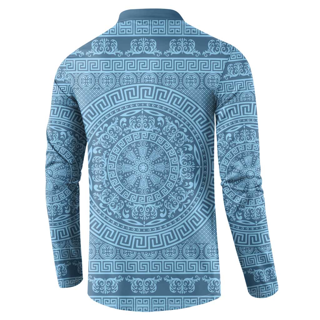 Greek Key Pattern Button Sweatshirt Ancient Meander Geometric Art