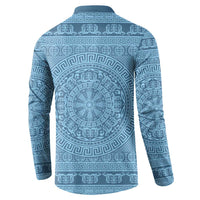 Greek Key Pattern Button Sweatshirt Ancient Meander Geometric Art