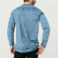 Greek Key Pattern Button Sweatshirt Ancient Meander Geometric Art