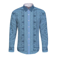 Greek Key Pattern Long Sleeve Button Shirt Ancient Meander Geometric Art