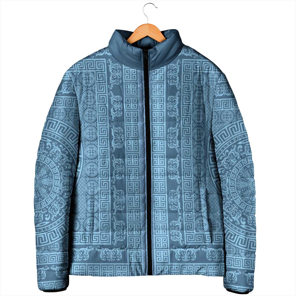 Greek Key Pattern Padded Jacket Ancient Meander Geometric Art