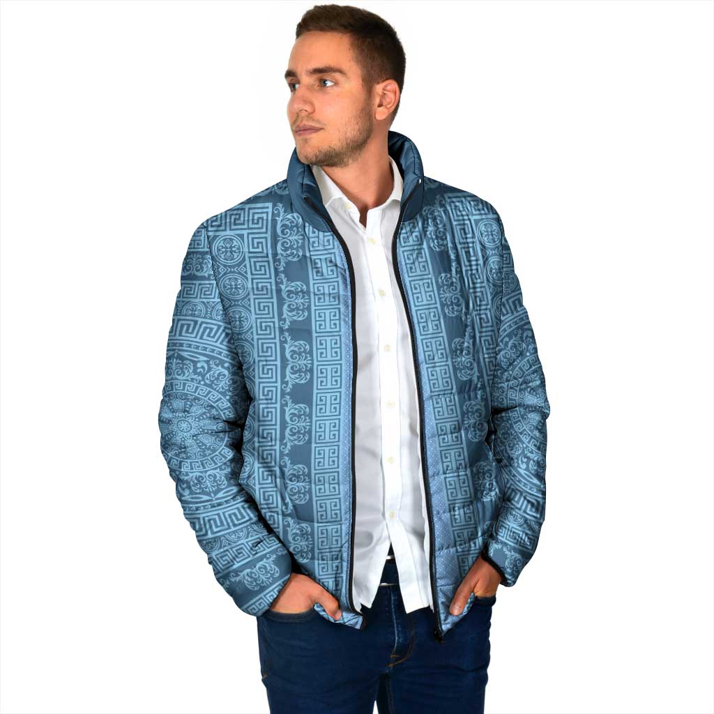 Greek Key Pattern Padded Jacket Ancient Meander Geometric Art