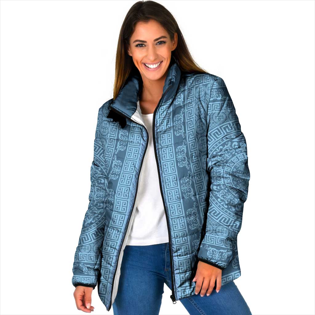 Greek Key Pattern Padded Jacket Ancient Meander Geometric Art