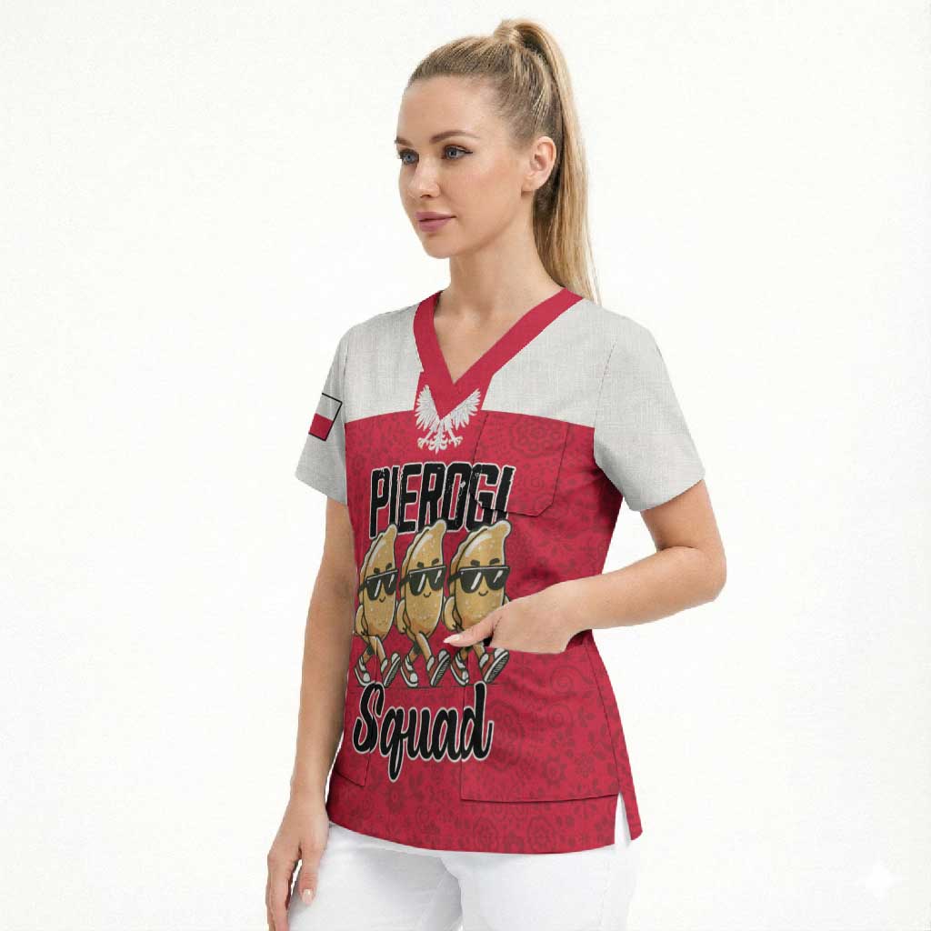 Funny Pierogi Squad Scrub Top Polish Pride Food Humor