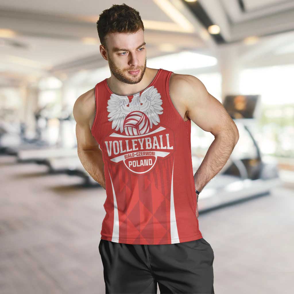 Custom Poland Volleyball Men Tank Top Bialo–Czerwoni Go Champions