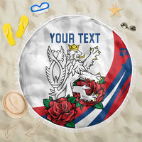 Personalized Czech Republic Beach Blanket Pravda Vitezi With Rose