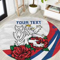 Personalized Czech Republic Round Carpet Pravda Vitezi With Rose