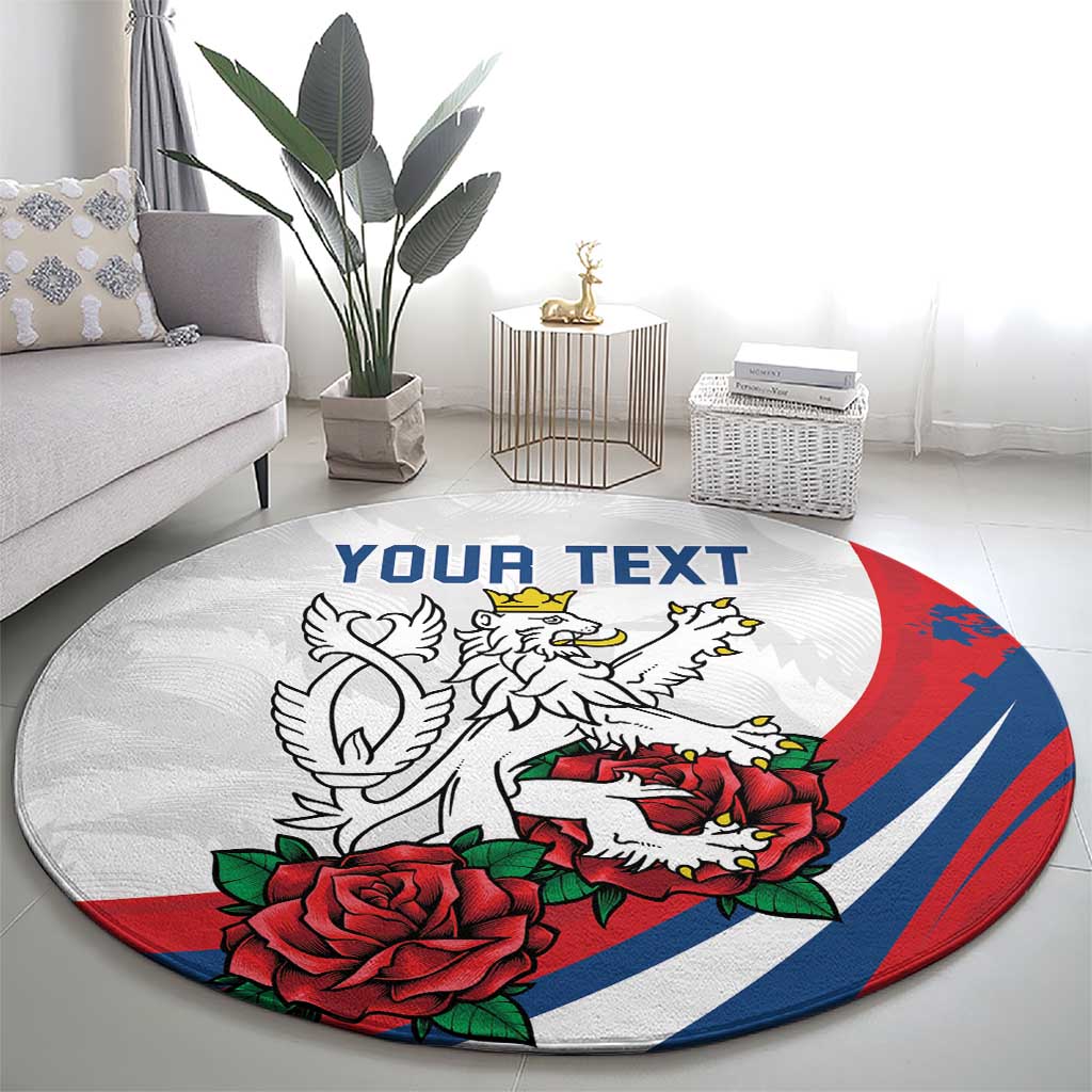 Personalized Czech Republic Round Carpet Pravda Vitezi With Rose