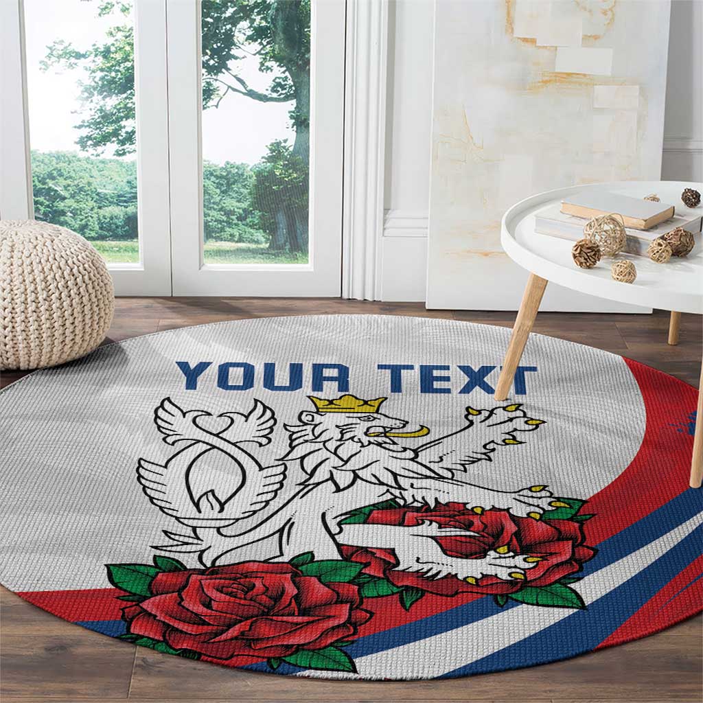 Personalized Czech Republic Round Carpet Pravda Vitezi With Rose