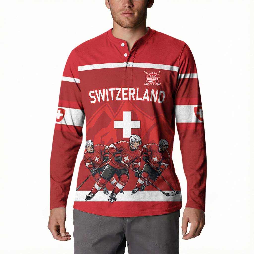 Custom Switzerland Ice Hockey Button Sweatshirt La Nati World Glory