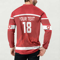 Custom Switzerland Ice Hockey Button Sweatshirt La Nati World Glory