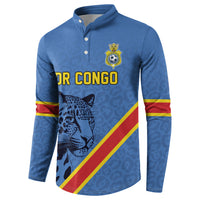 Custom DR Congo Football Button Sweatshirt Leopard Pride Heritage Edition