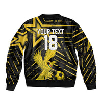 Custom Ghana Football Bomber Jacket Golden Black Star Eagle Heritage