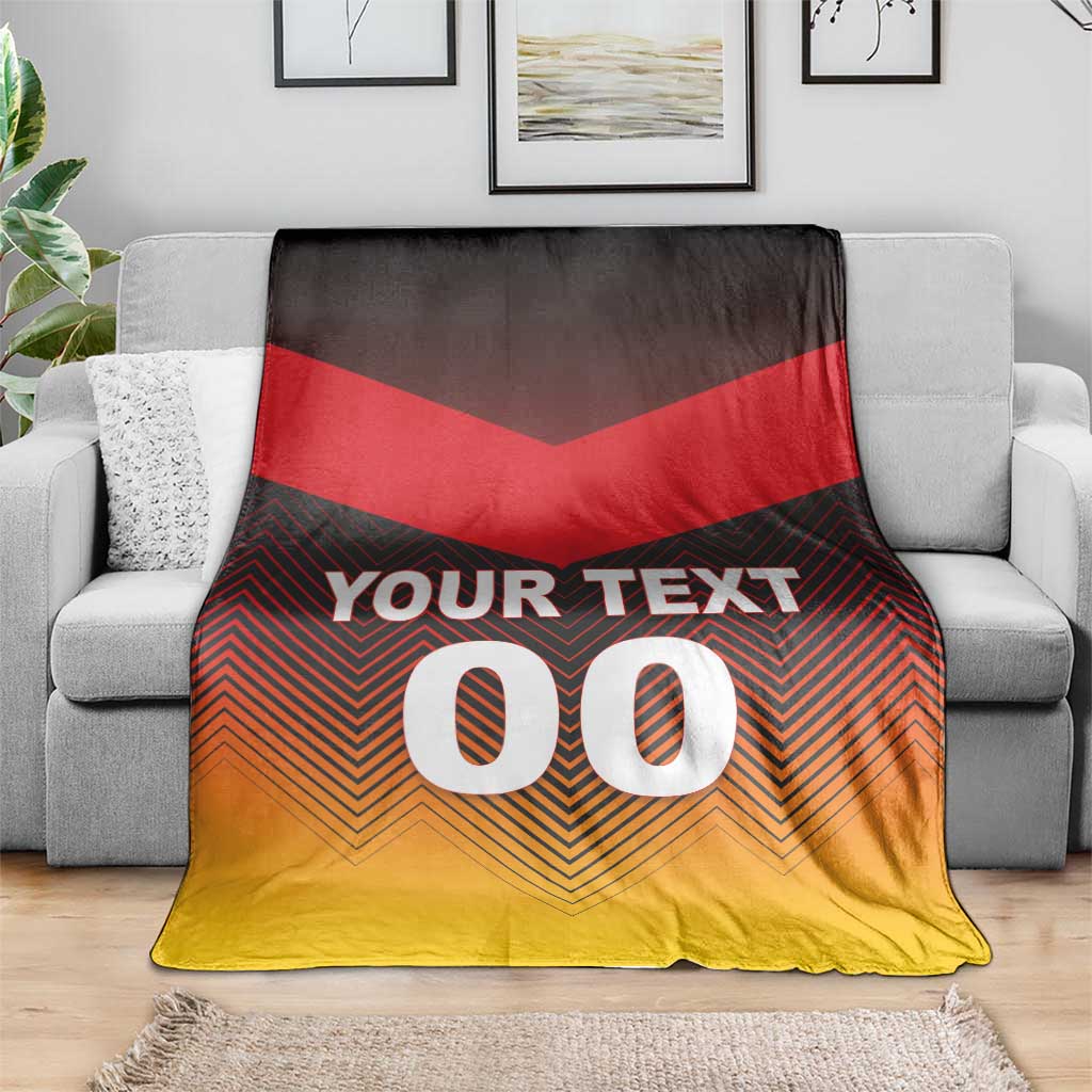 Germany football blanket on couch, red black and gold chevron with YOUR TEXT 00