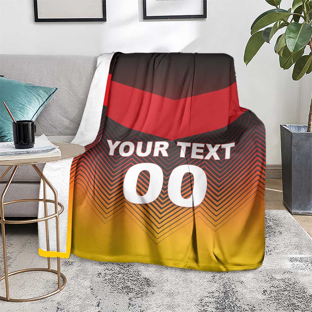 Germany football blanket on chair, red black and gold chevron with YOUR TEXT 00
