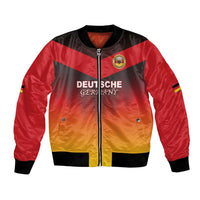 Red and yellow Germany flag bomber jacket with front zipper and crest