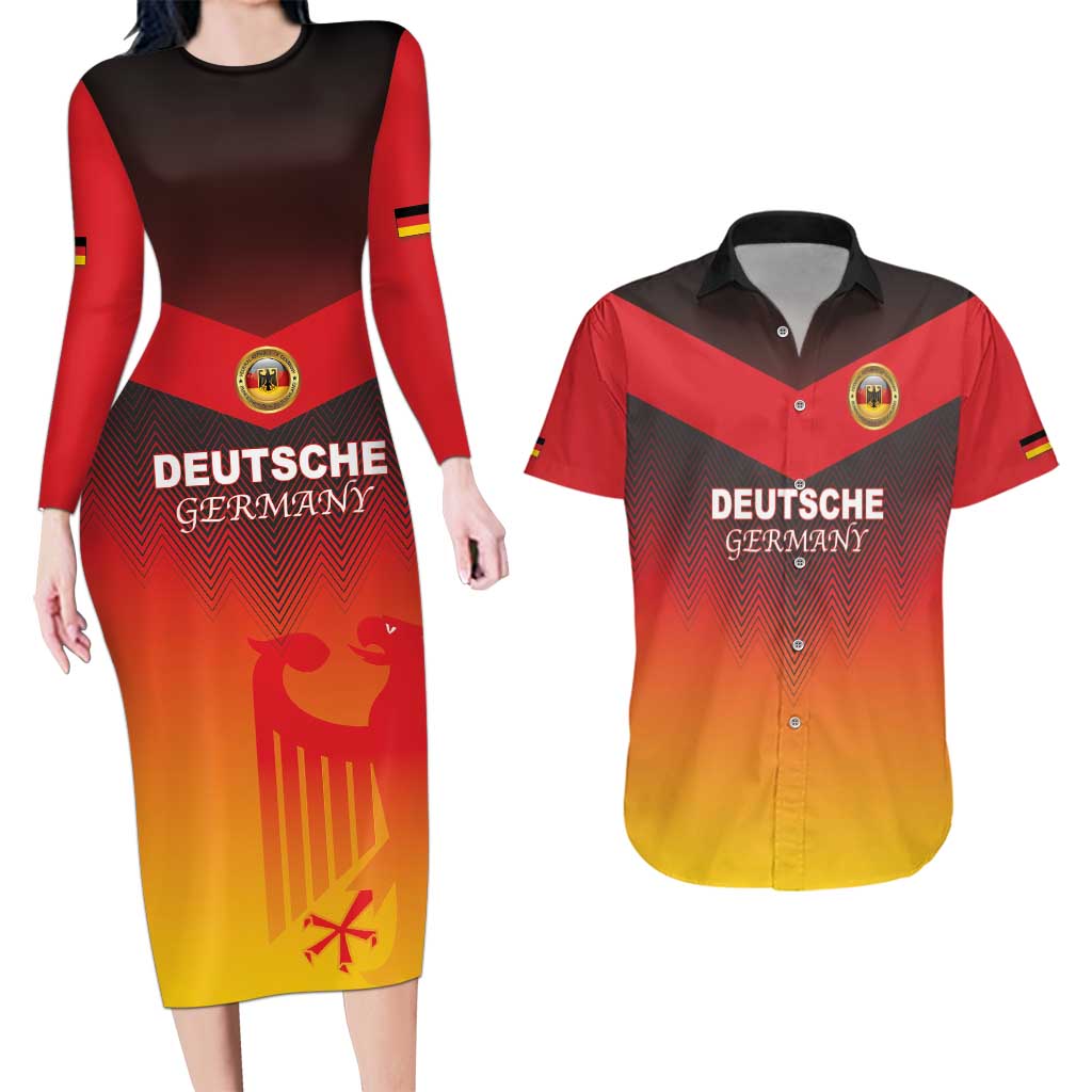 Custom Germany Football Couples Matching Long Sleeve Bodycon Dress and Hawaiian Shirt Special Flag Style - Wonder Print Shop