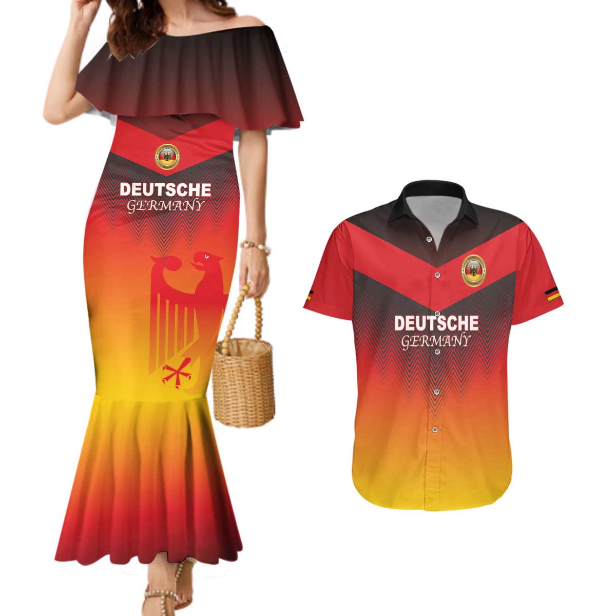 Custom Germany Football Couples Matching Mermaid Dress and Hawaiian Shirt Special Flag Style - Wonder Print Shop