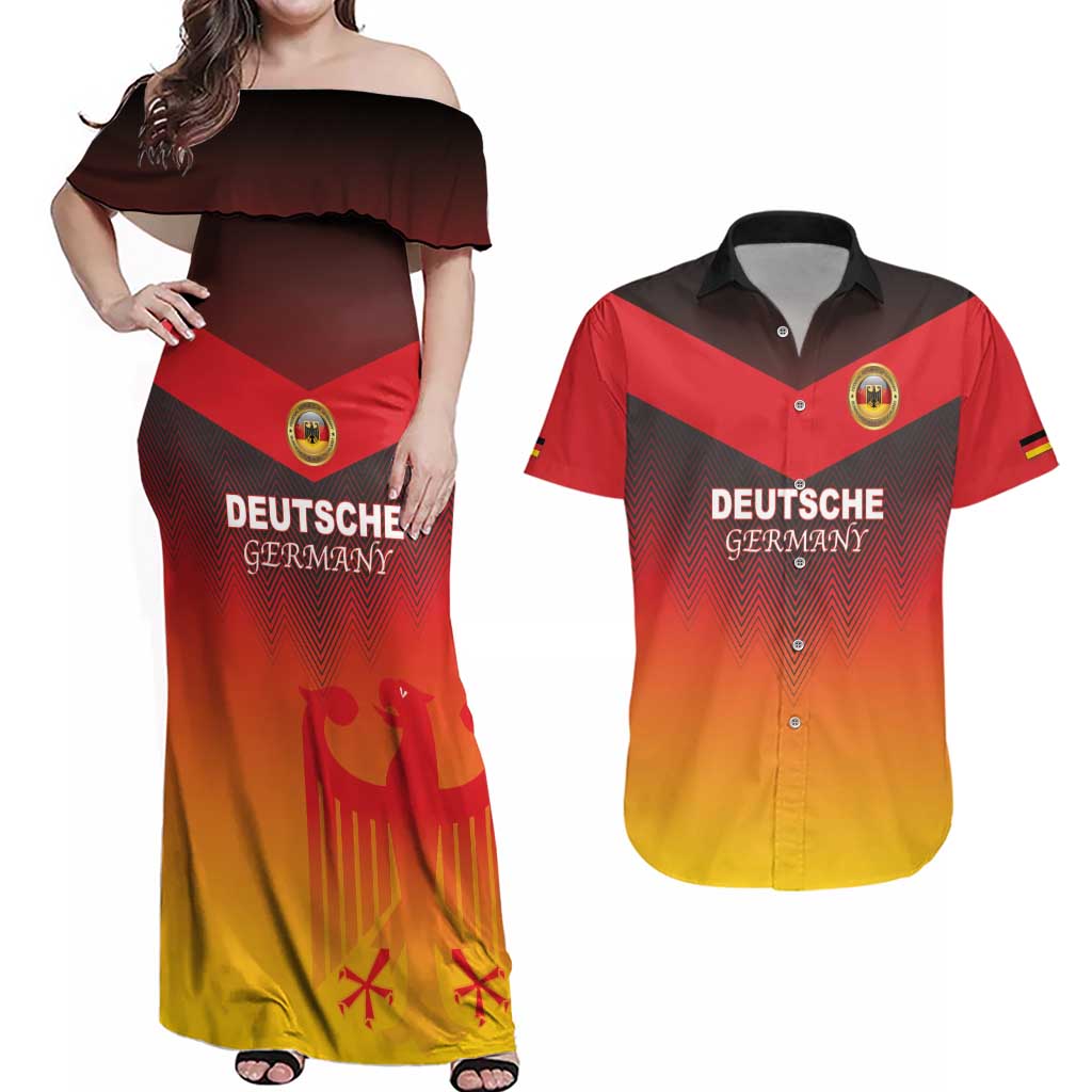 Custom Germany Football Couples Matching Off Shoulder Maxi Dress and Hawaiian Shirt Special Flag Style - Wonder Print Shop