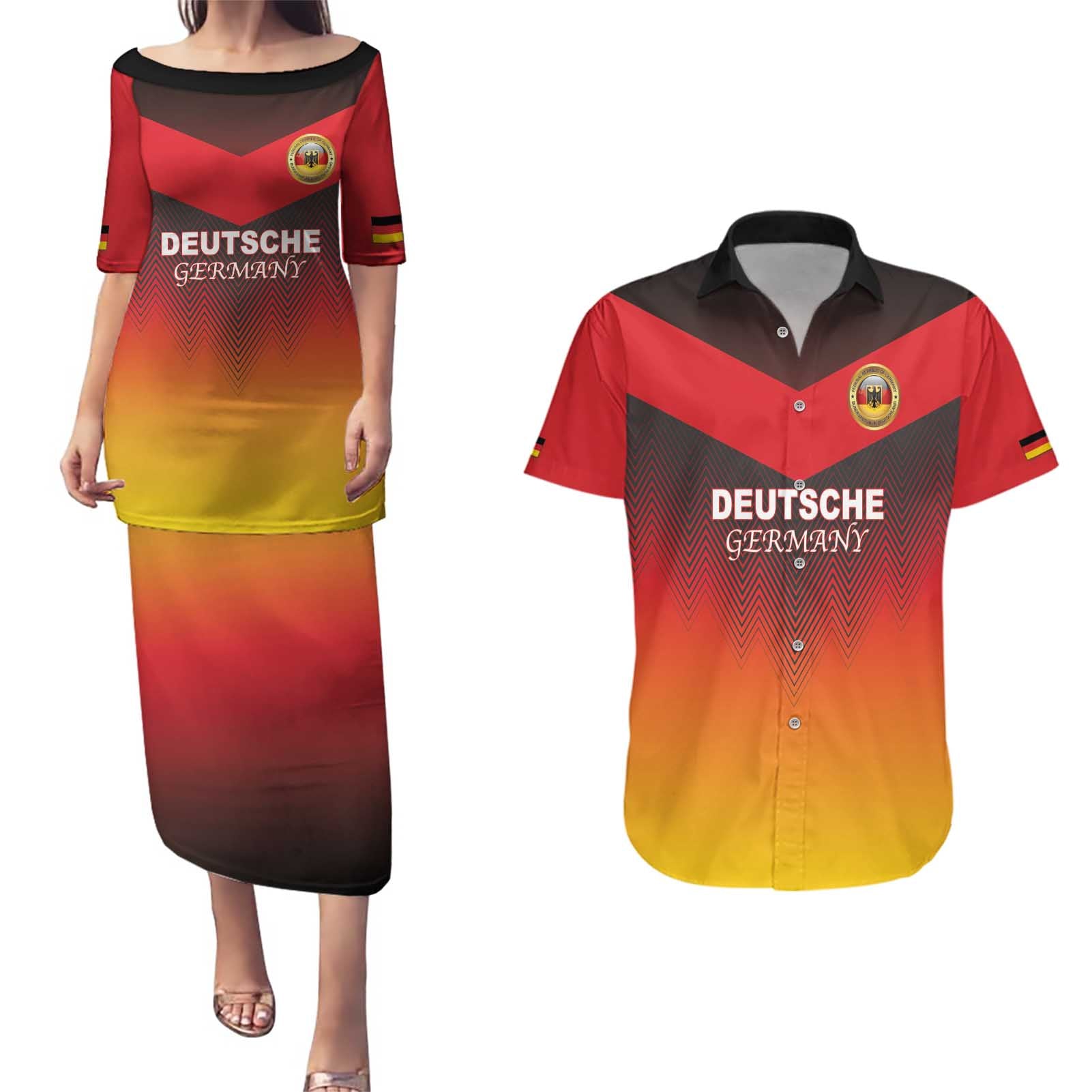 Custom Germany Football Couples Matching Puletasi and Hawaiian Shirt Special Flag Style - Wonder Print Shop