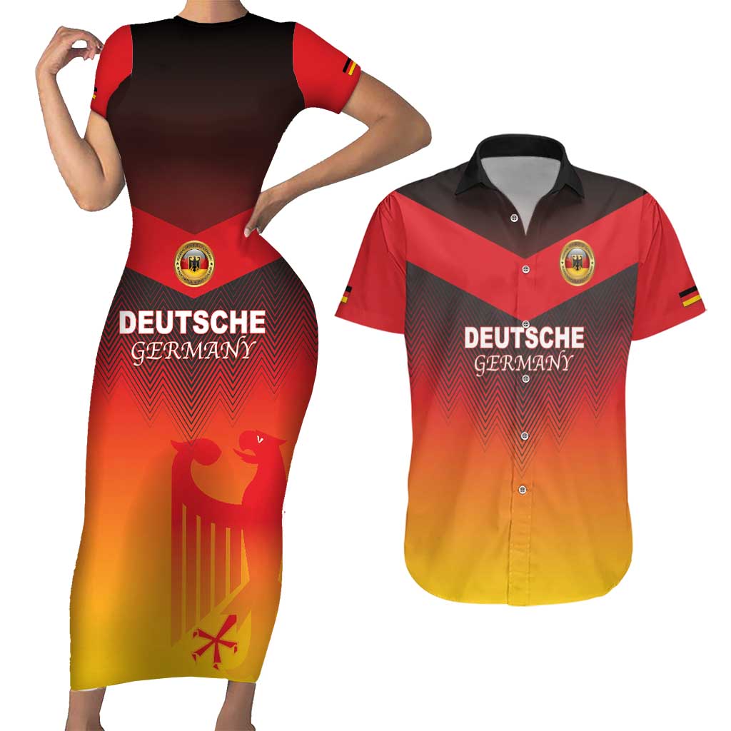 Custom Germany Football Couples Matching Short Sleeve Bodycon Dress and Hawaiian Shirt Special Flag Style - Wonder Print Shop