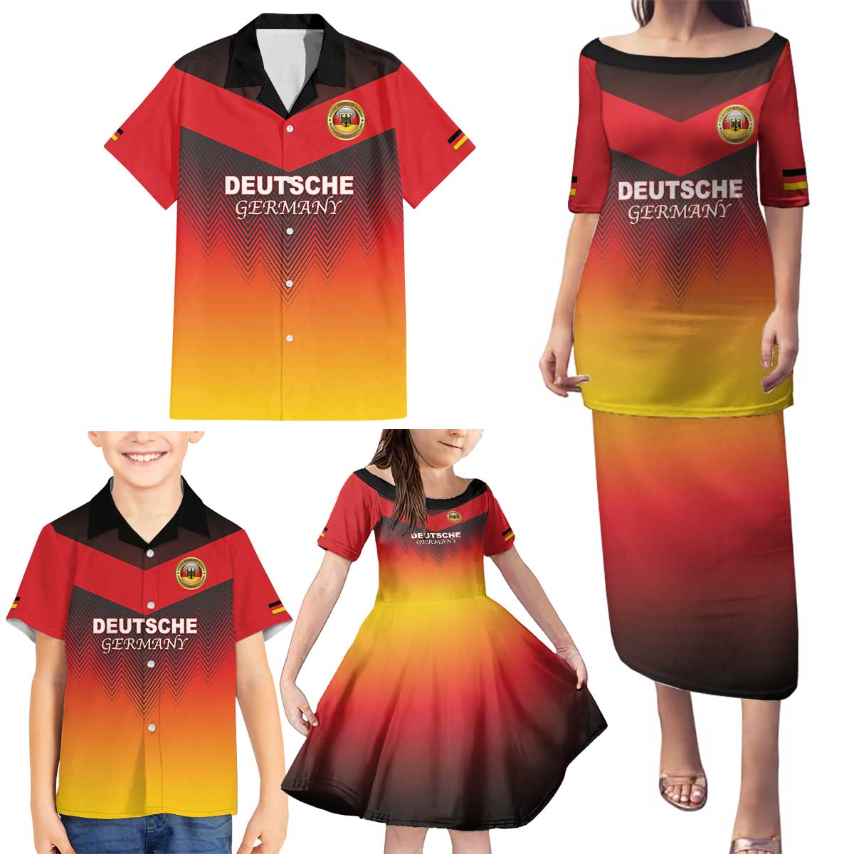 Custom Germany Football Family Matching Puletasi and Hawaiian Shirt Special Flag Style - Wonder Print Shop