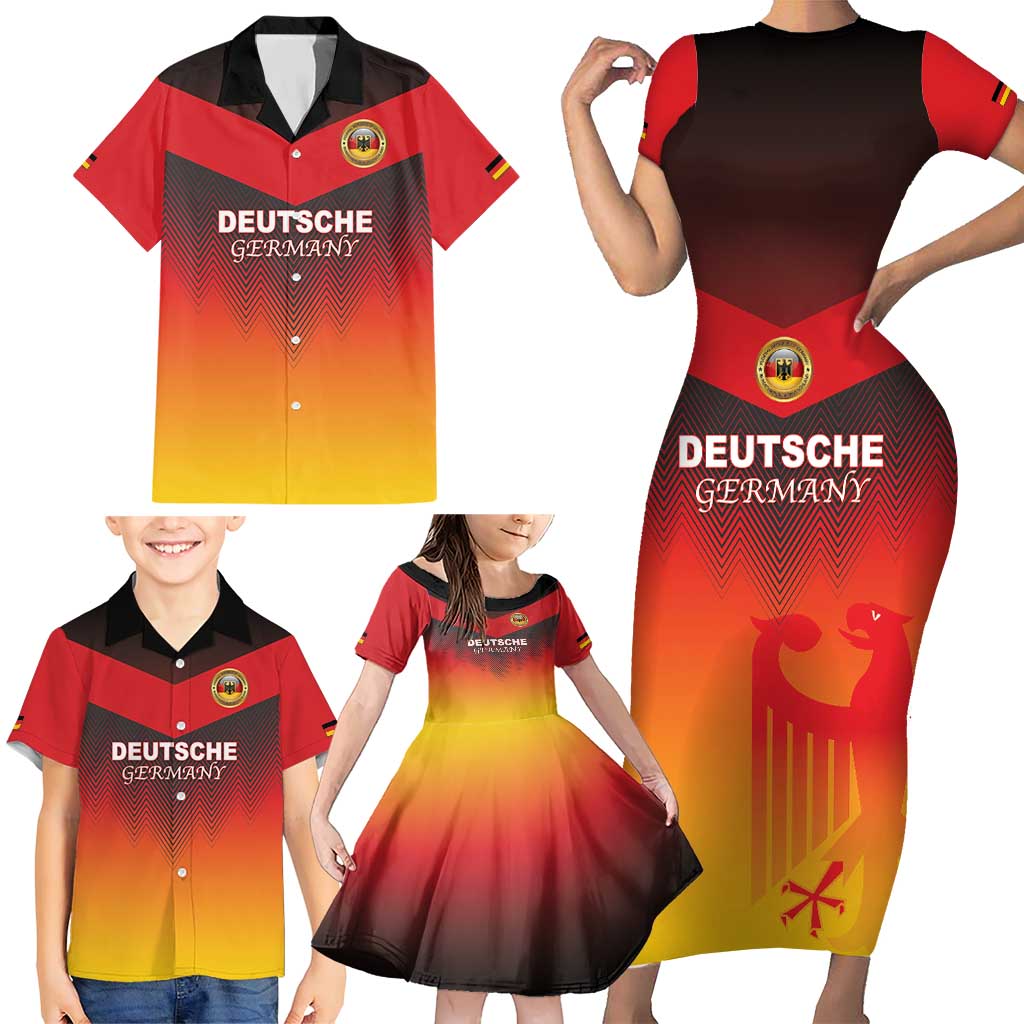 Custom Germany Football Family Matching Short Sleeve Bodycon Dress and Hawaiian Shirt Special Flag Style - Wonder Print Shop