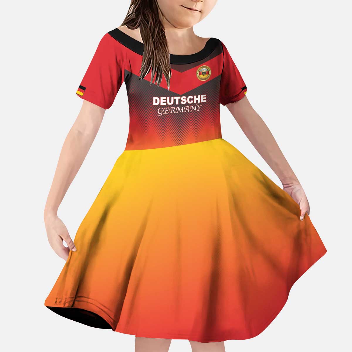 Custom Germany Football Kid Short Sleeve Dress Special Flag Style - Wonder Print Shop