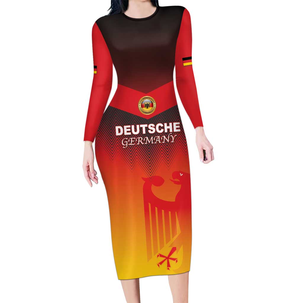 Custom Germany Football Long Sleeve Bodycon Dress Special Flag Style - Wonder Print Shop