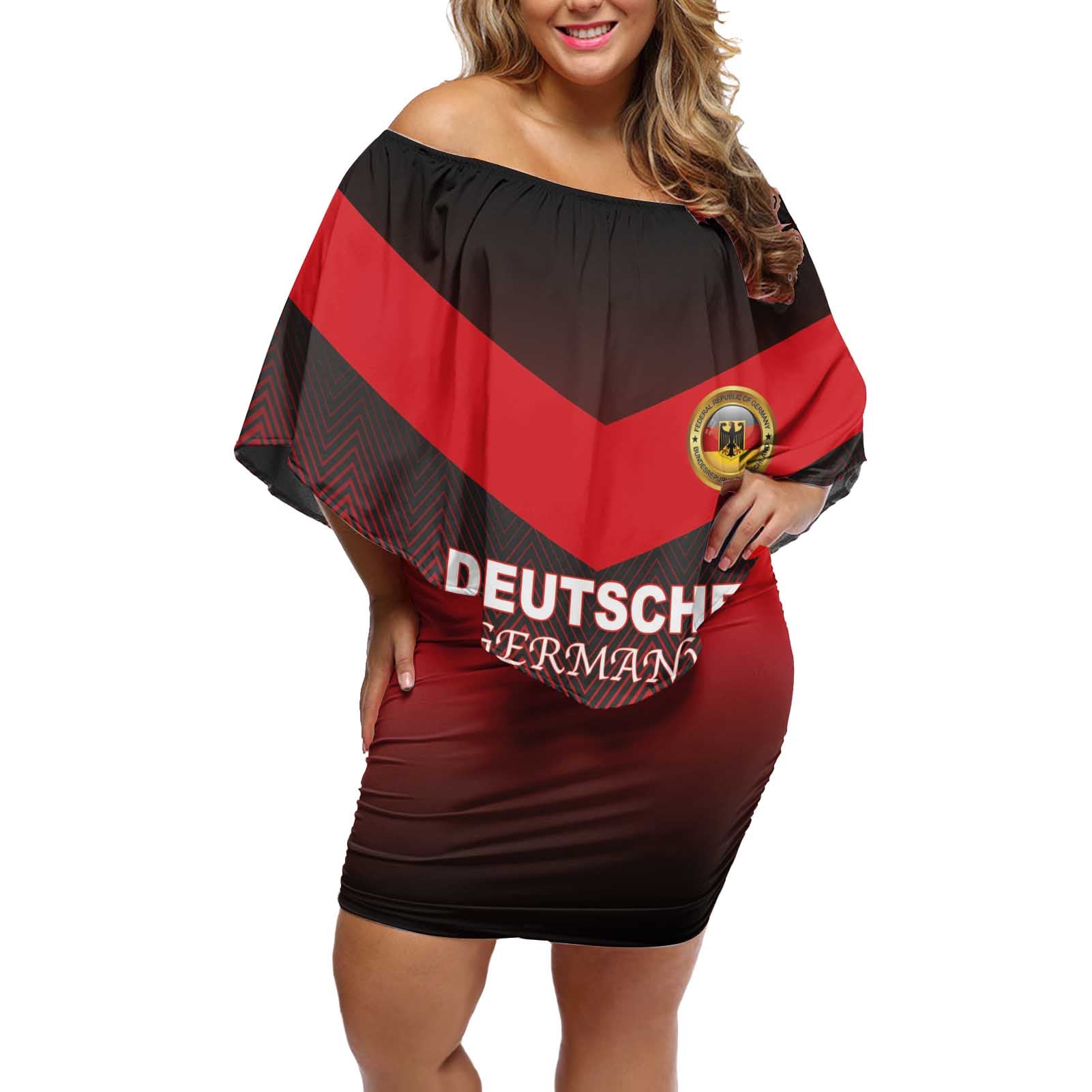 Custom Germany Football Off Shoulder Short Dress Special Flag Style - Wonder Print Shop