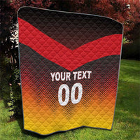 German football flag quilt blanket, red black and yellow diagonal chevrons, quilted, YOUR TEXT 00