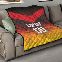 German football flag quilt blanket on sofa, red black and yellow chevrons, quilted, YOUR TEXT 00