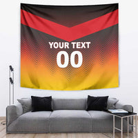 Football tapestry flag: red/black/yellow chevron pattern with custom text