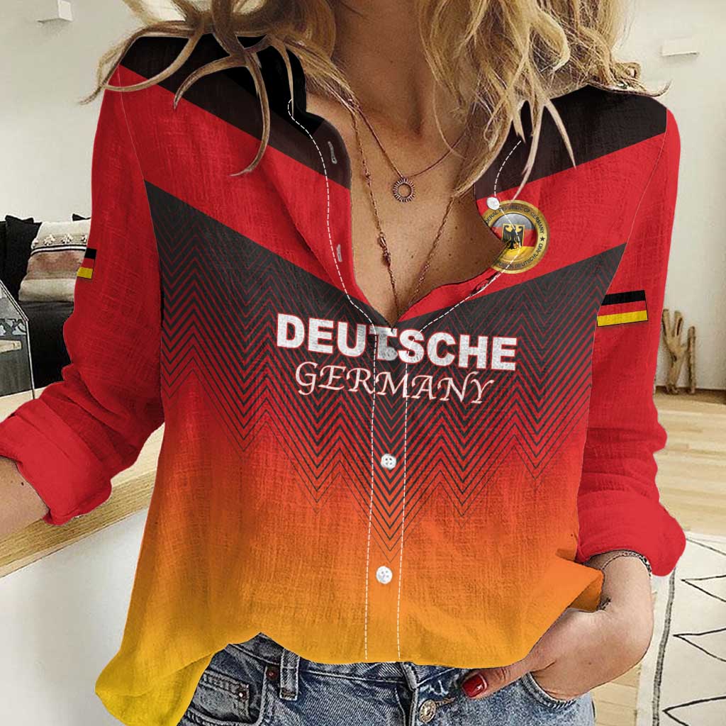 Custom Germany Football Women Casual Shirt Special Flag Style