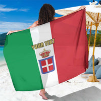Personalized flag sarong with green-white-red panels, crest and custom text