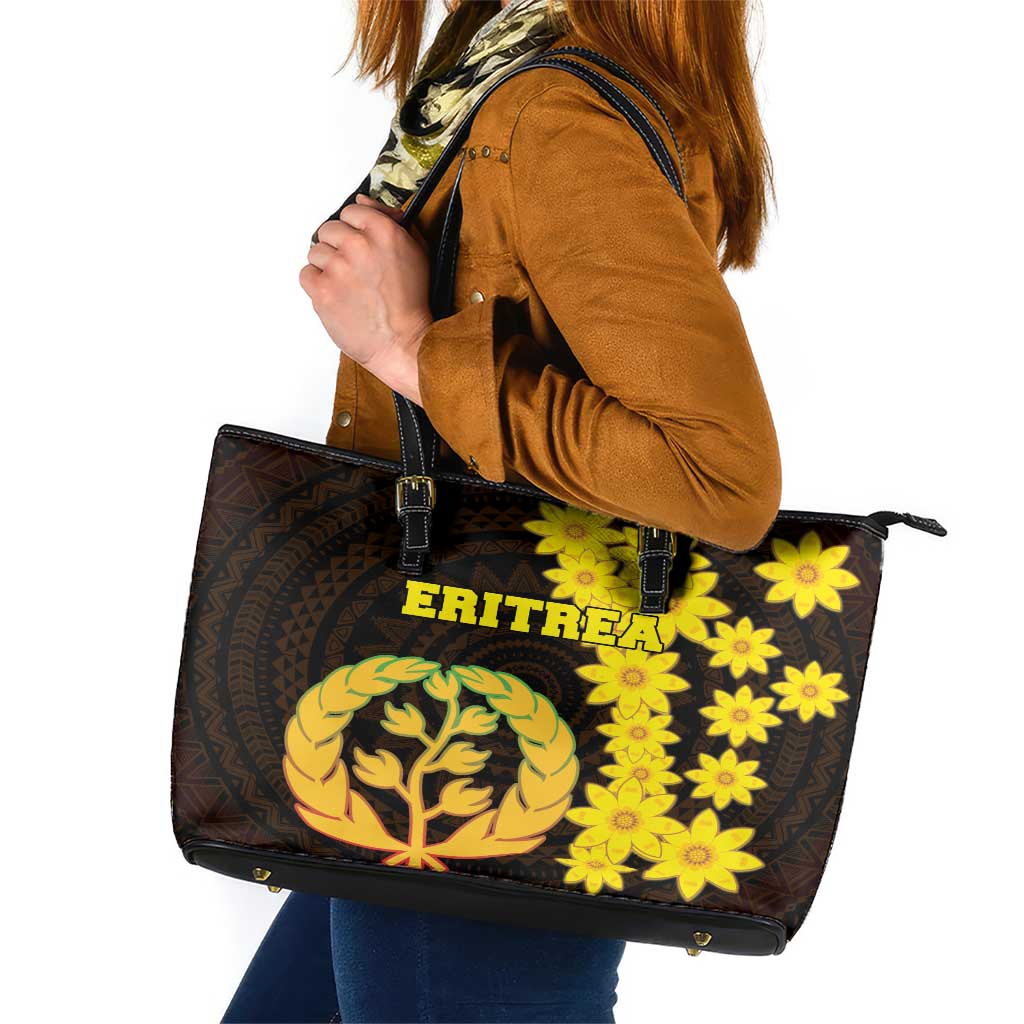 Enkutatash Eritrea New Year Leather Tote Bag With Coat Of Arms